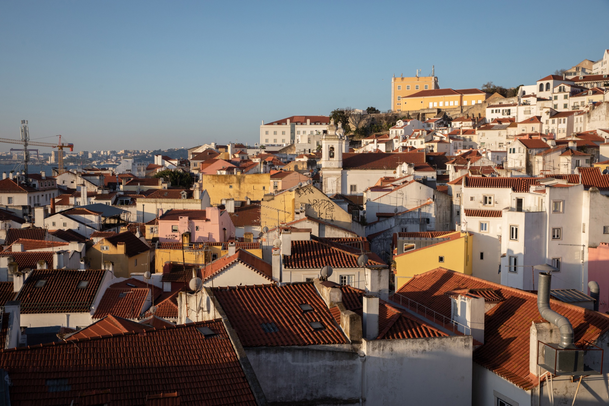 Residential buildings on the skyline in Lisbon, Portugal.
