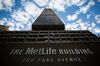 Signage is displayed on the MetLife Building in New York, U.S., on Tuesday, Oct. 31, 2017. MetLife Inc. is scheduled to release earnings figures on November 1.