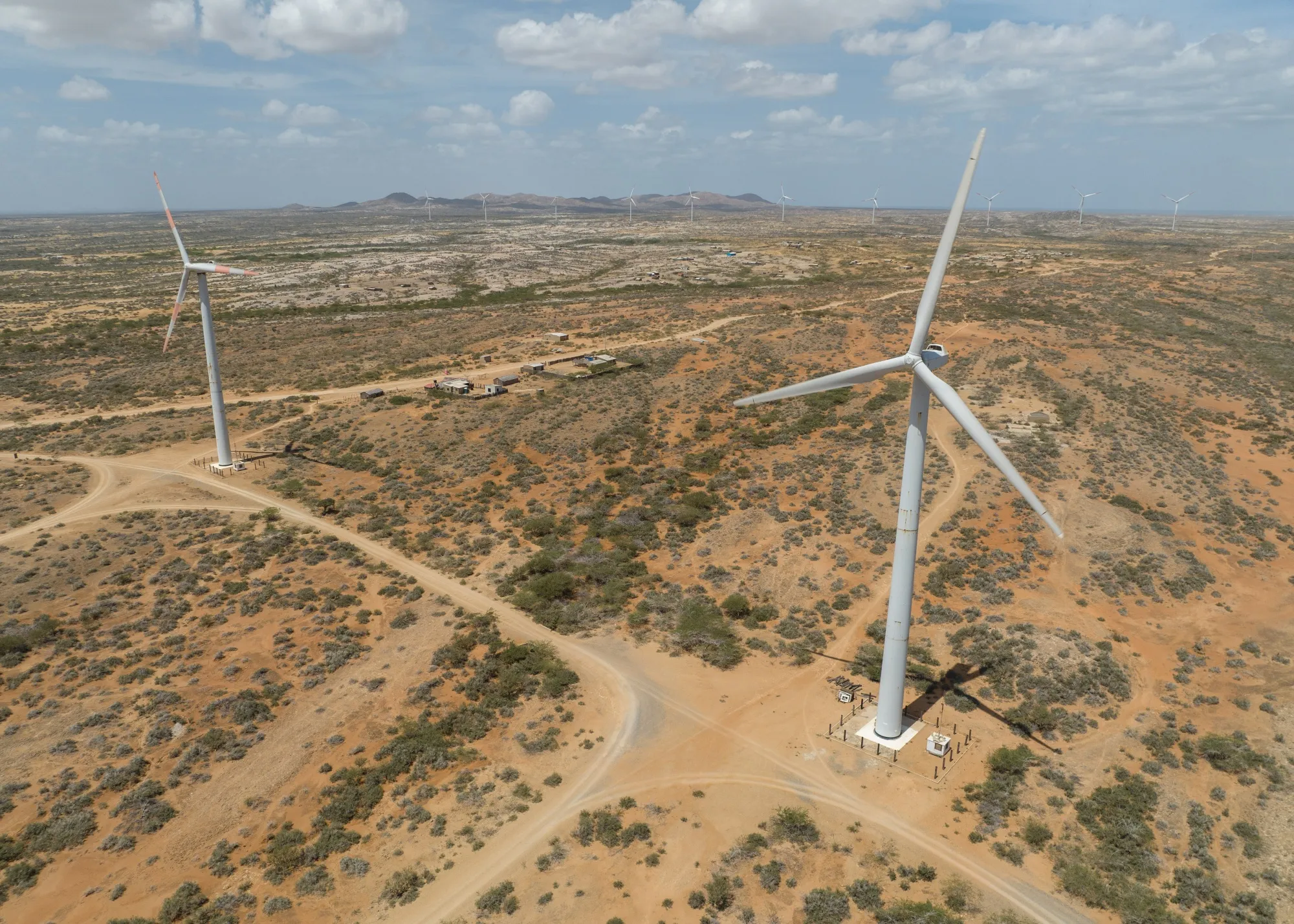 The Empresas Publicas de Medellin Jepirachi wind farm in Media Luna, La Guajira department, Colombia.