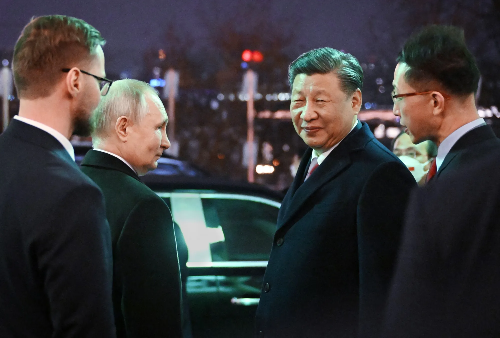 Vladimir Putin and Xi Jinping after a reception following their talks at the Kremlin in Moscow in March.