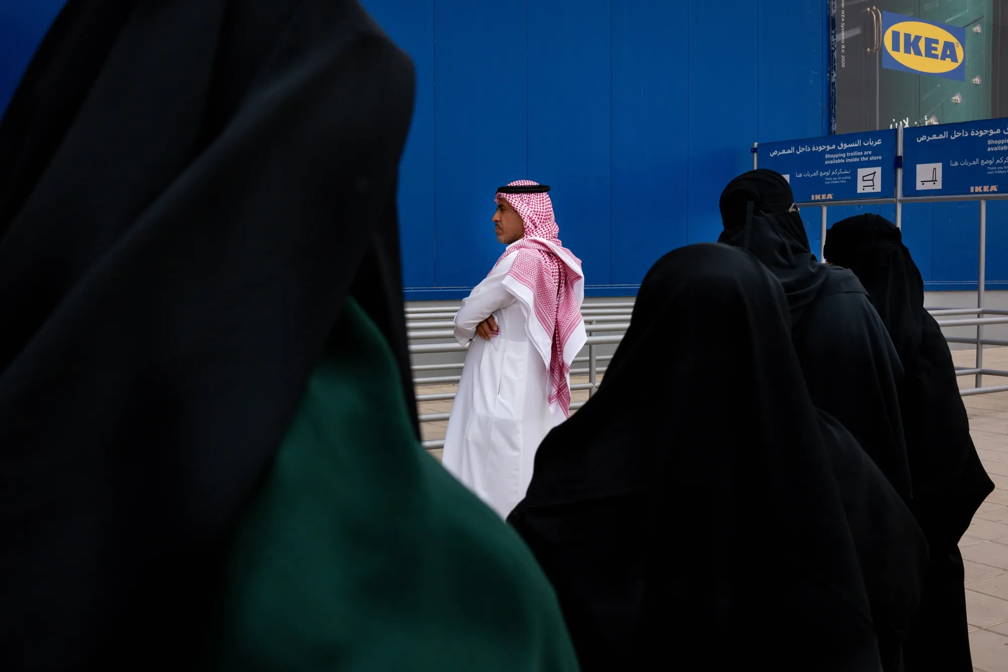 A long socially distanced queue outside the Ikea store on May 19 in Riyadh.