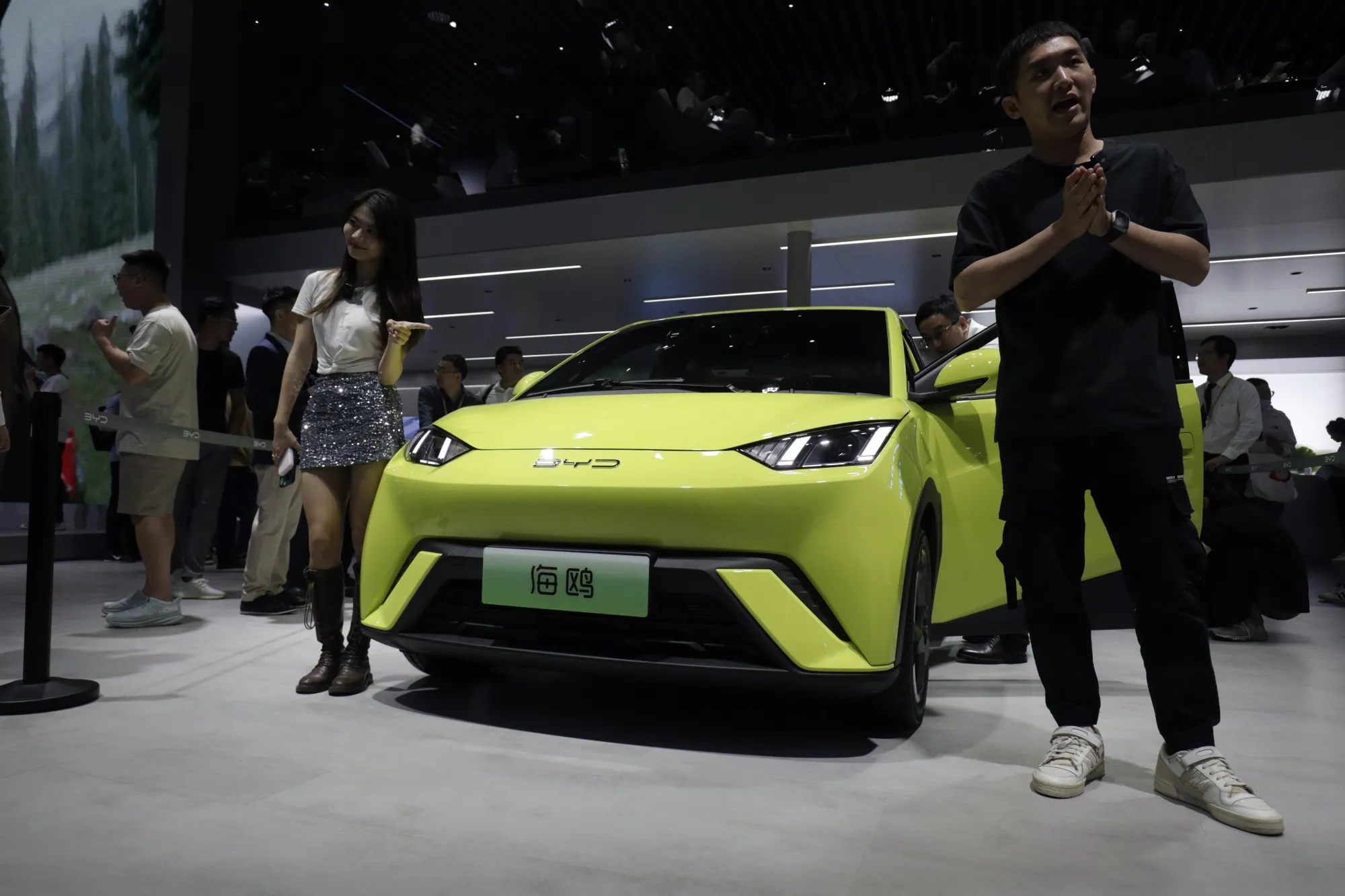 A BYD Co. Seagull electric vehicle at the Shanghai Auto Show.