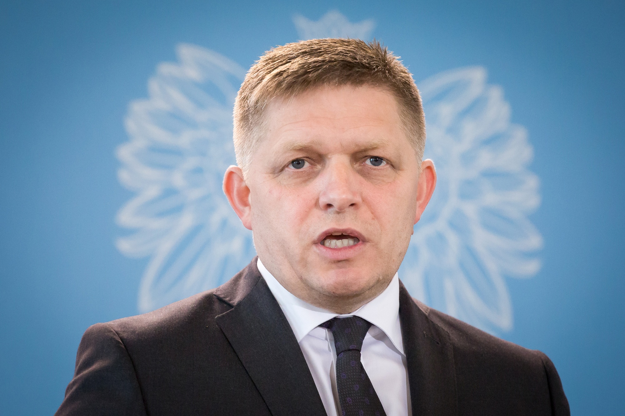 Robert Fico during the press conference in Warsaw on May 31, 2017