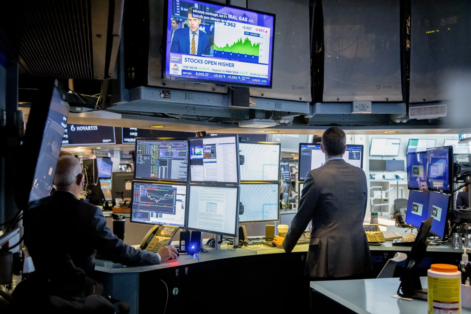 Traders work on the floor of the New York Stock Exchange.
