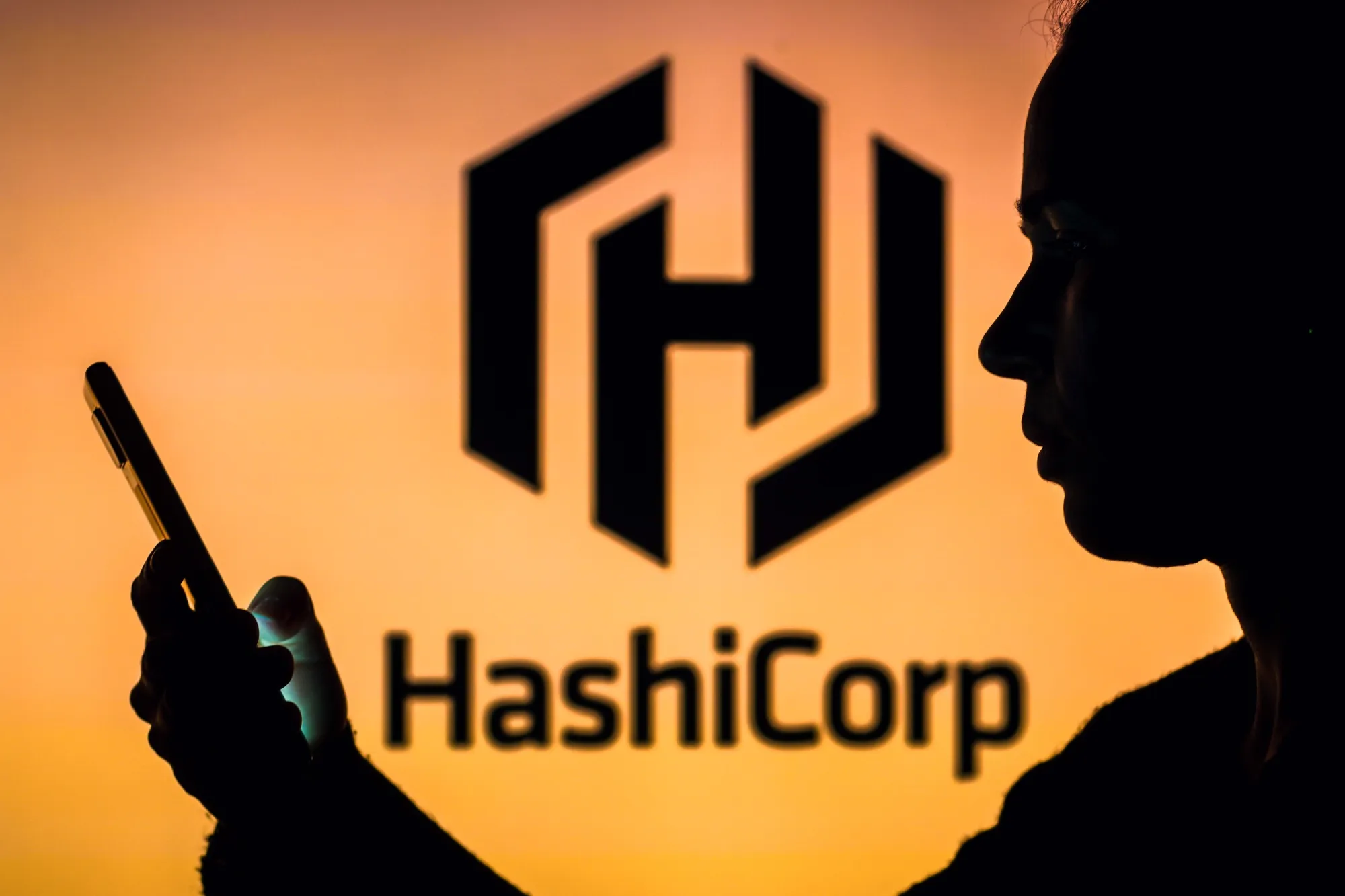 In this photo illustration, the HashiCorp logo is seen in