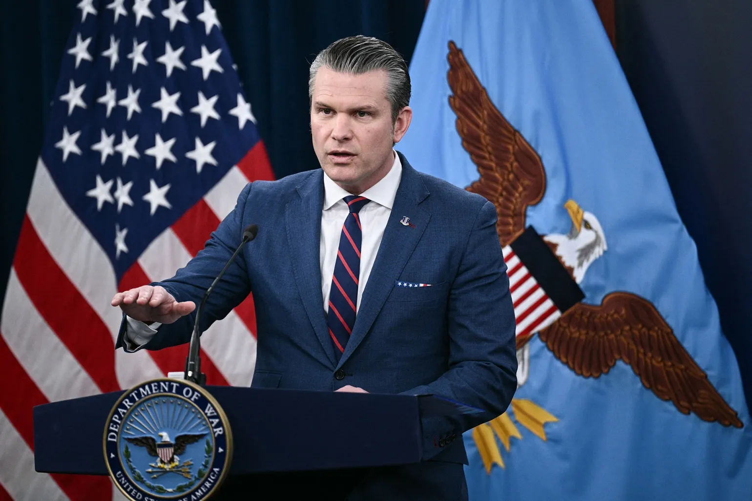 US Defense Secretary Pete Hegseth speaks during a press conference on US military action in Iran, at the Pentagon in Washington on March 2.