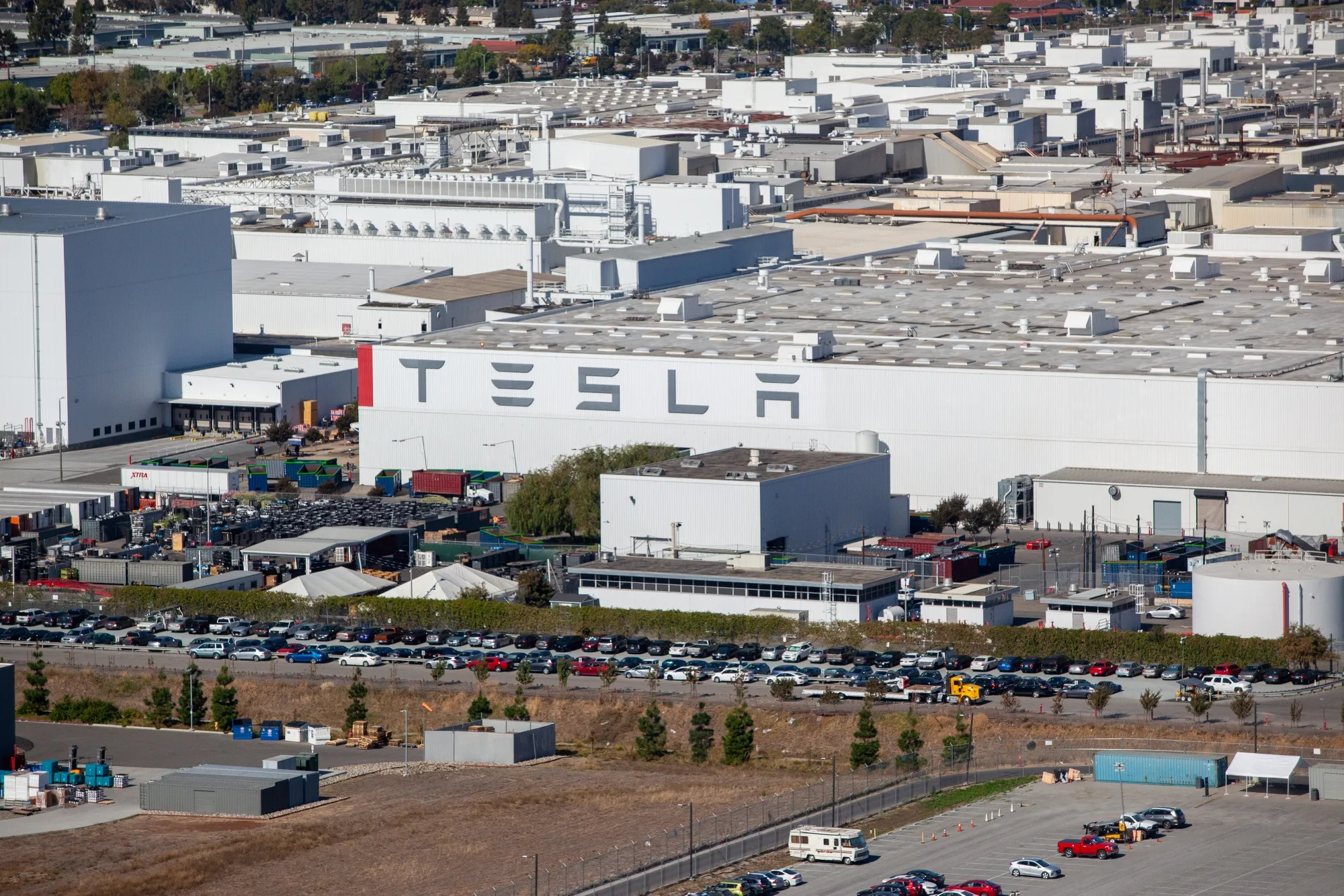 Tesla’s factory&nbsp;in&nbsp;Fremont, California.