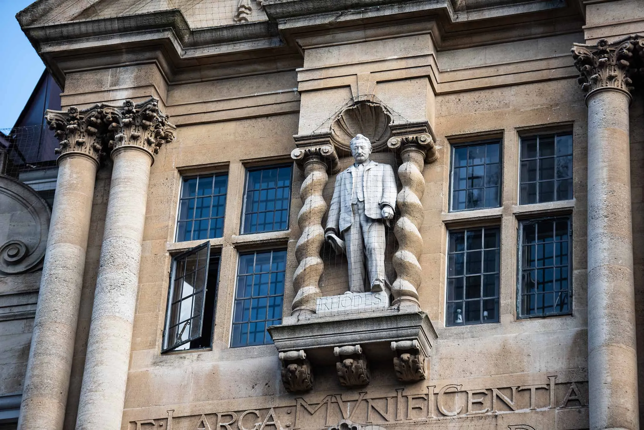 A statue of Cecil Rhodes at Oxford University’s Oriel College, which received a significant bequest from him.