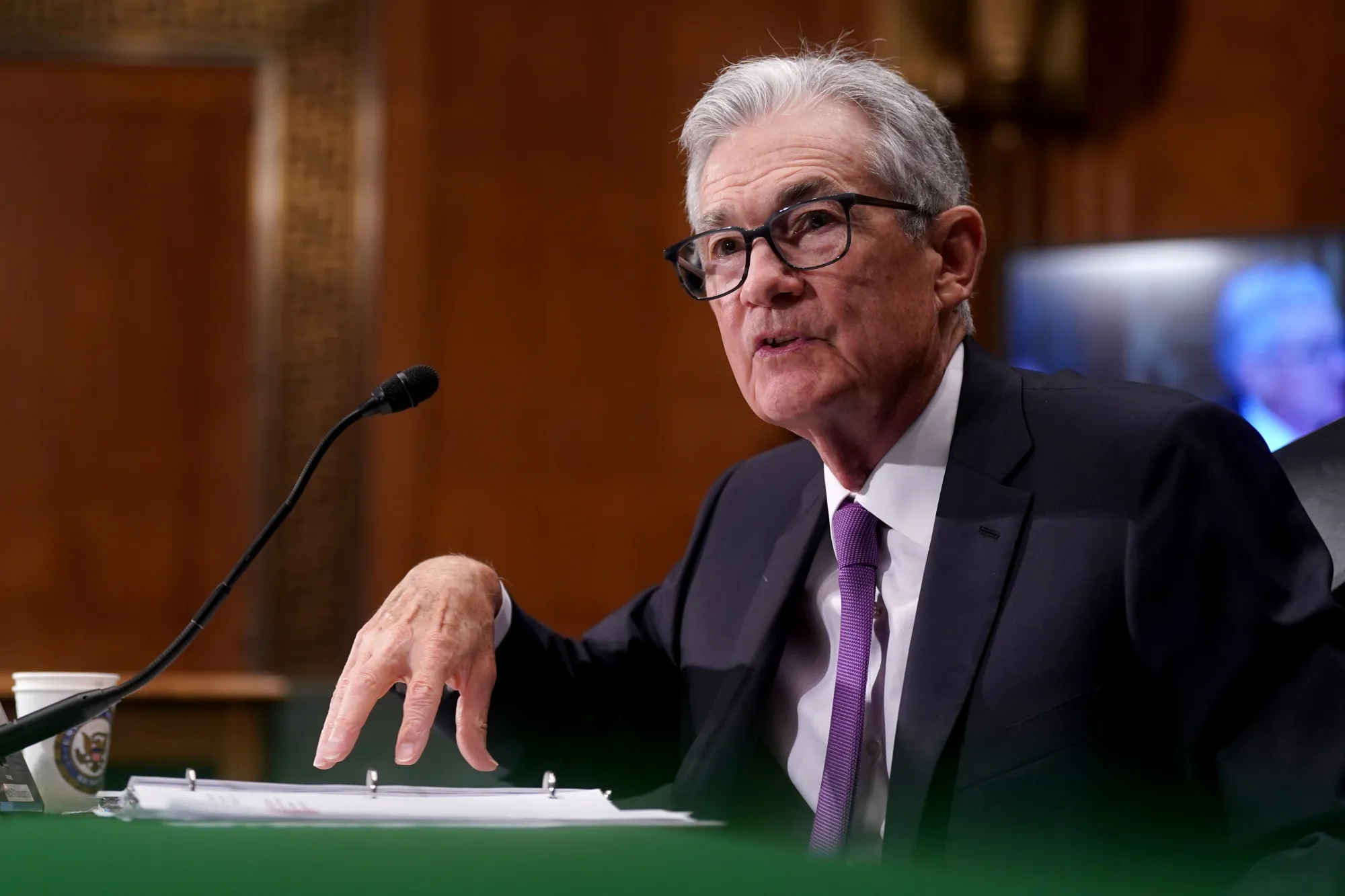 Jerome Powell, chairman of the US Federal Reserve, during a Senate Banking, Housing, and Urban Affairs Committee hearing in Washington, DC, US, on Thursday, March 7, 2024.