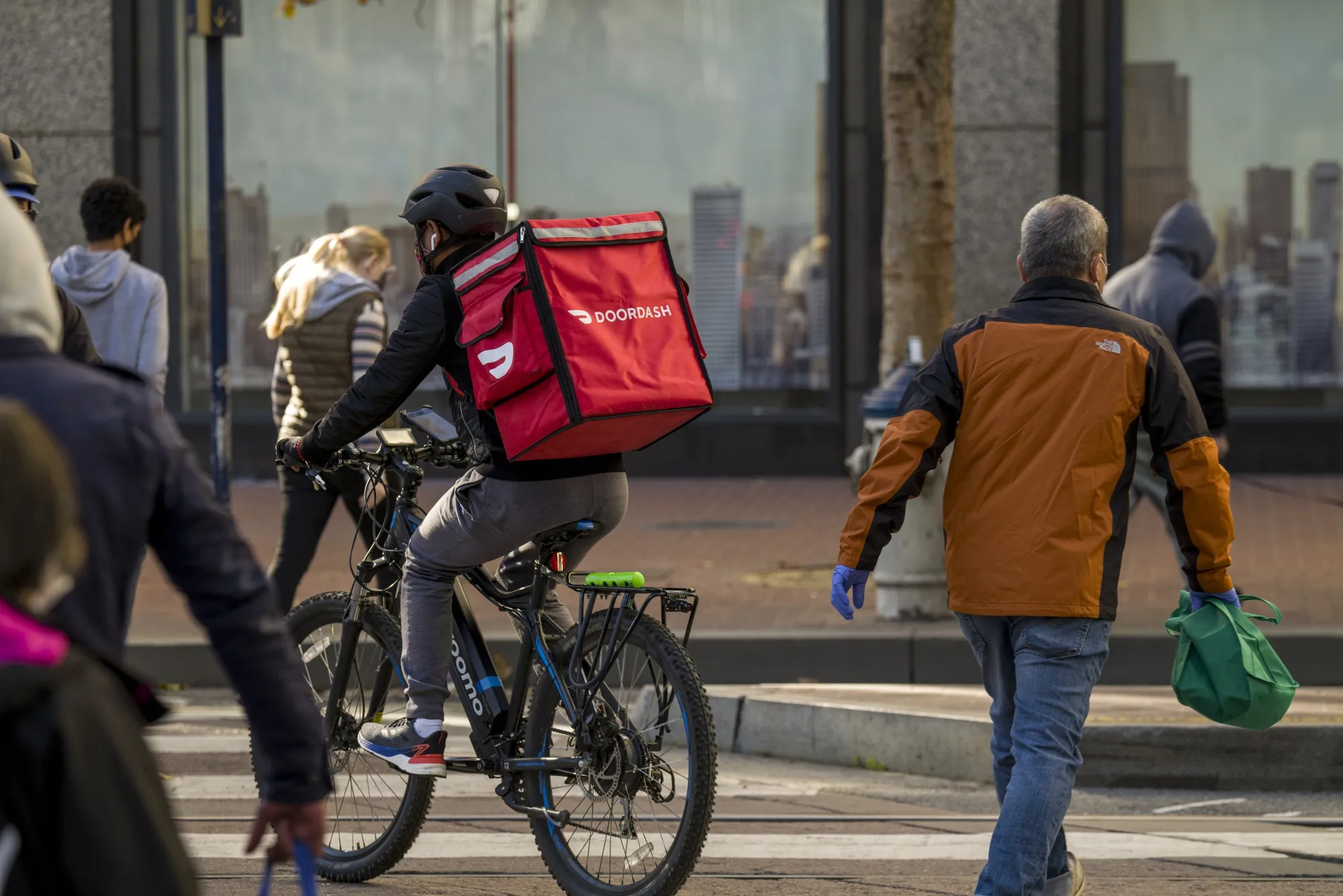 A DoorDash worker in San Francisco.