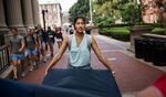 Emma Sulkowicz, a senior visual arts student at Columbia University, carries a mattress on Sept. 5 in New York City in protest of the university's lack of action after she reported being raped during her sophomore year. Sulkowicz has said she is committed to carrying the mattress everywhere she goes until the university expels the rapist or he leaves.
