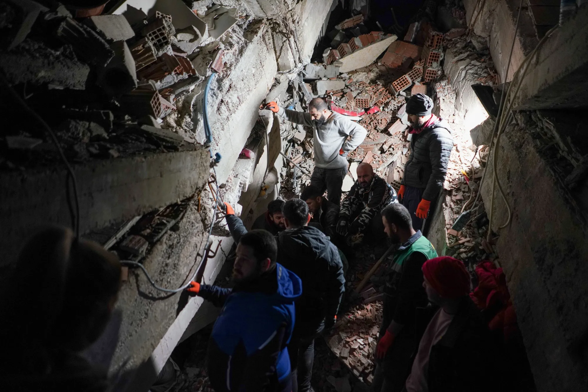 Search operations continue after the earthquake in Turkey on Feb. 7.