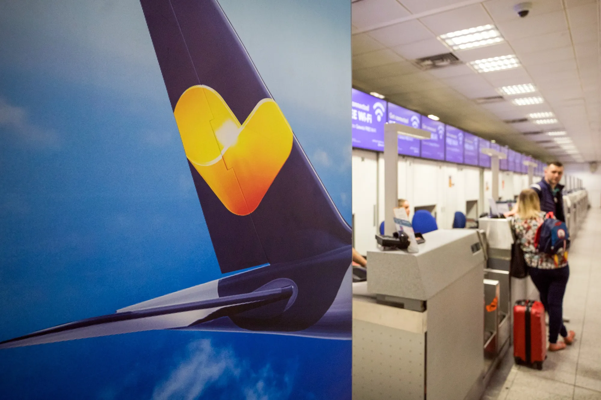 A Thomas Cook check-in desk at Gatwick Airport, U.K.
