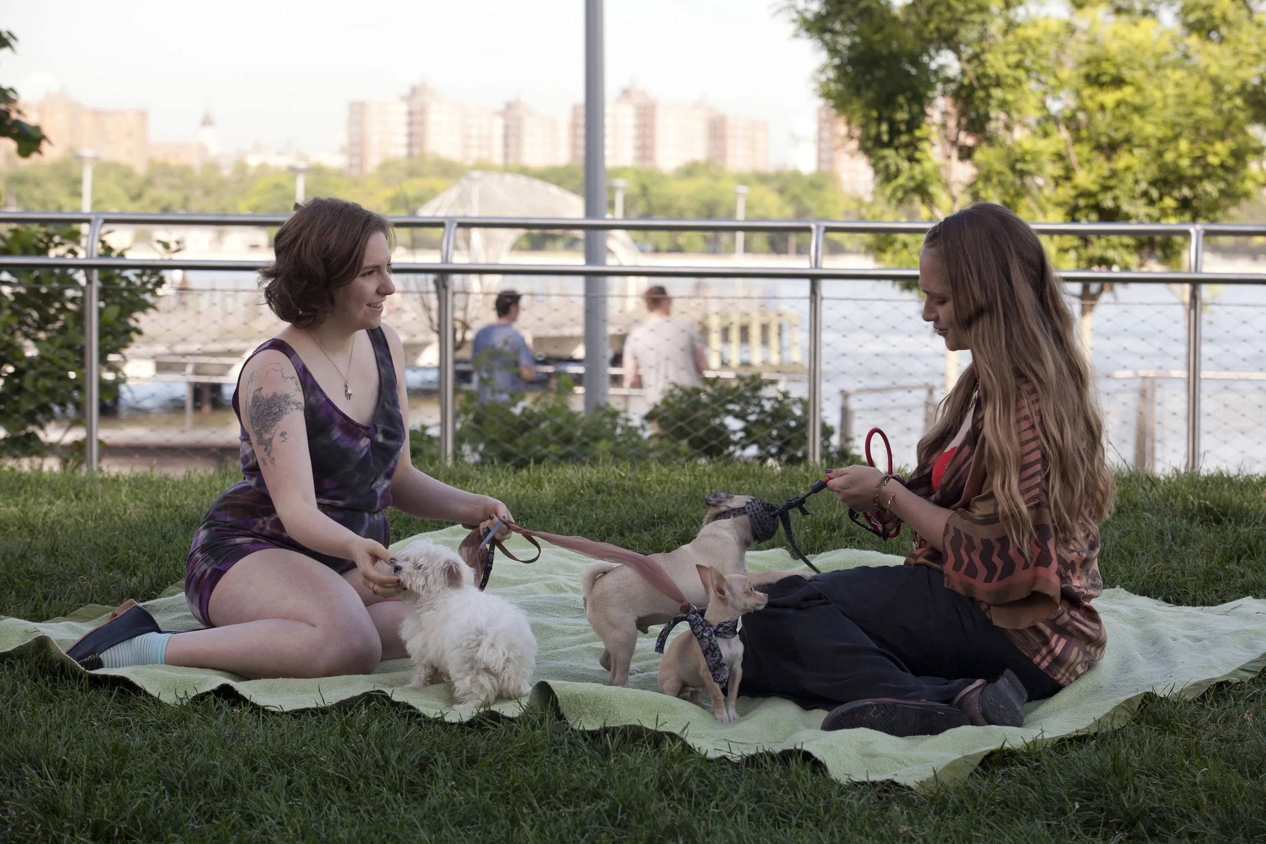 Lena Dunham with Jemima Kirke in "Girls."&nbsp;