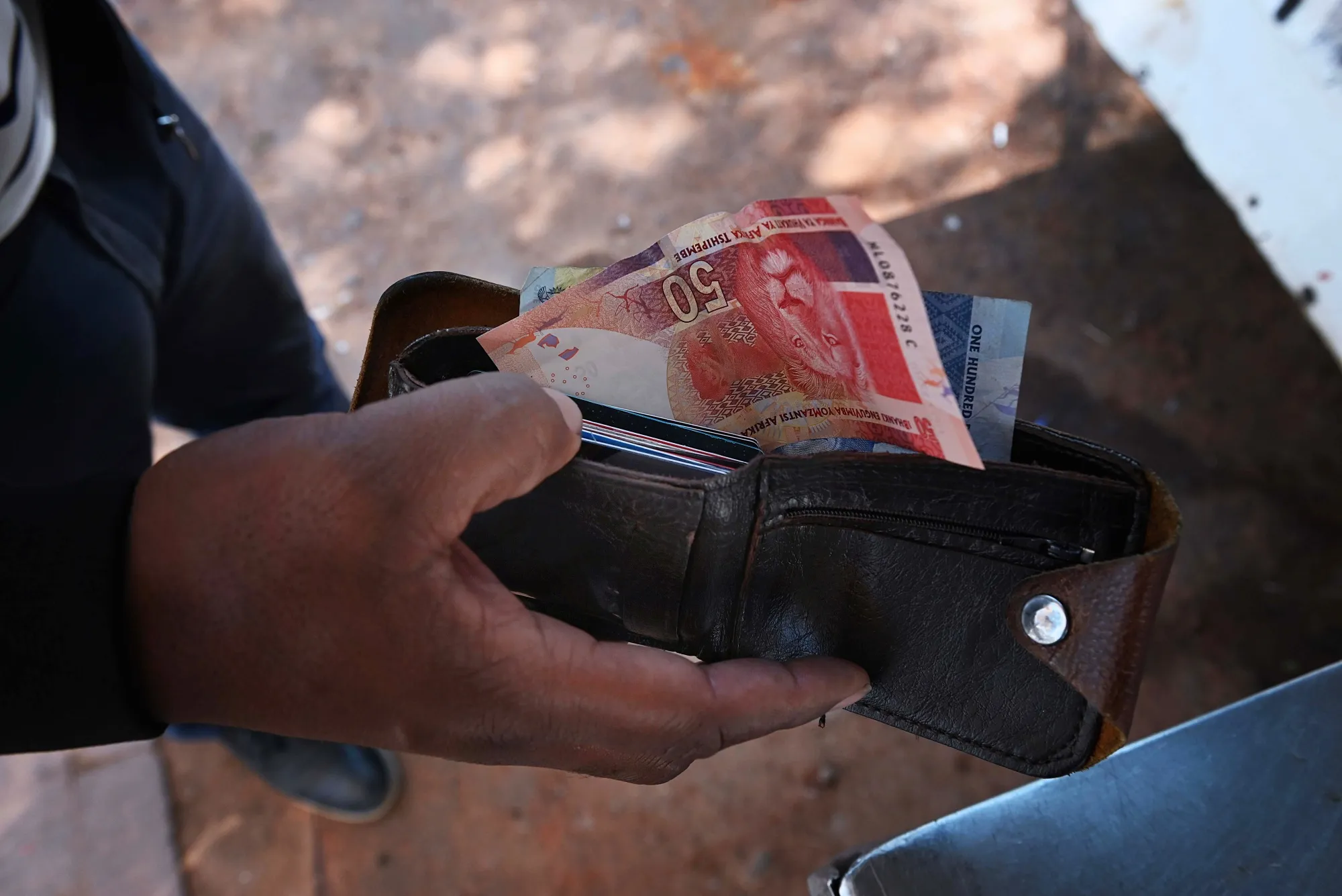 South African rand banknotes of Johannesburg, South Africa.