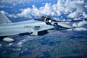 A German Air Force Eurofighter Typhoon fighter jet.