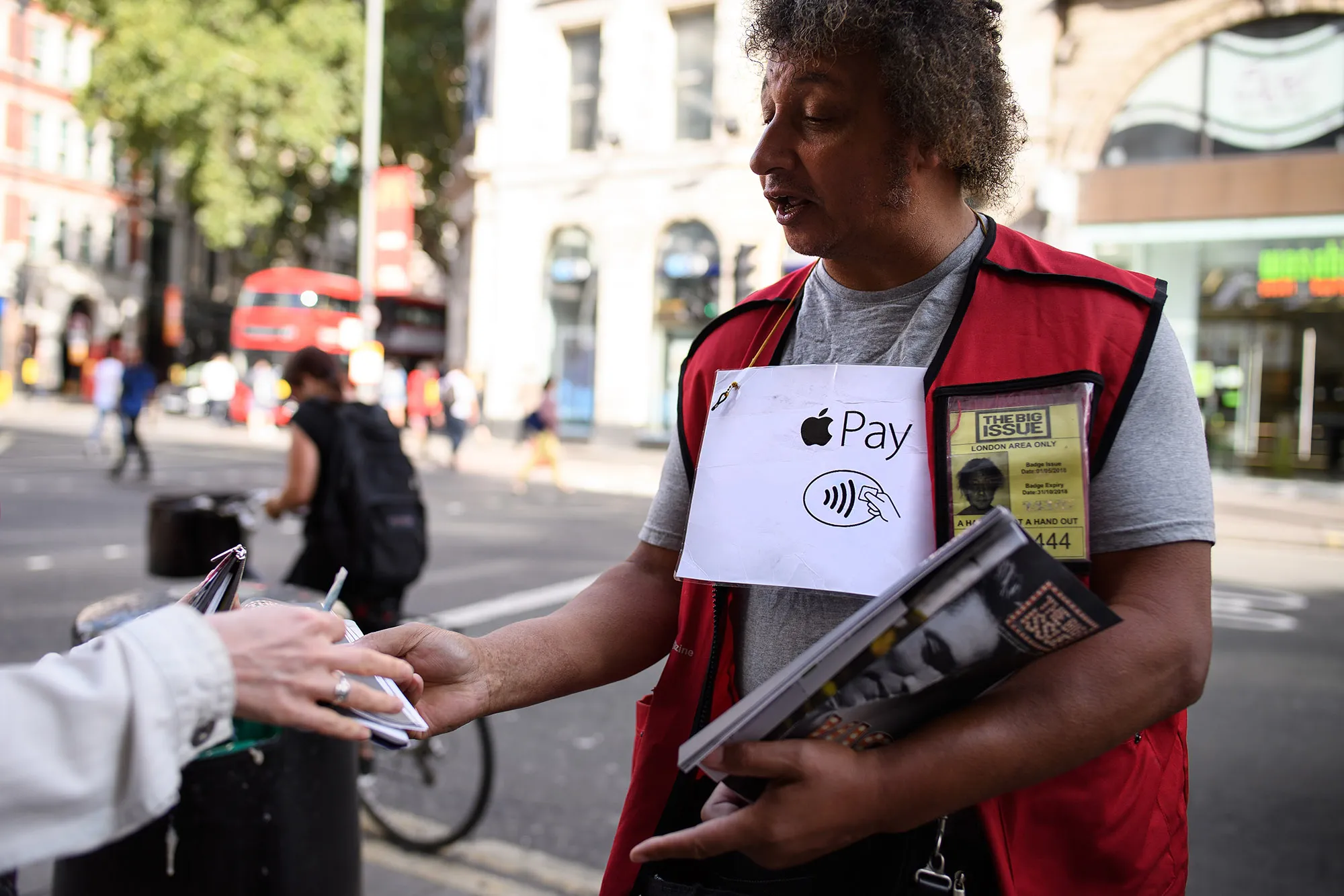 A vendor of&nbsp;"The Big Issue"&nbsp;in London.