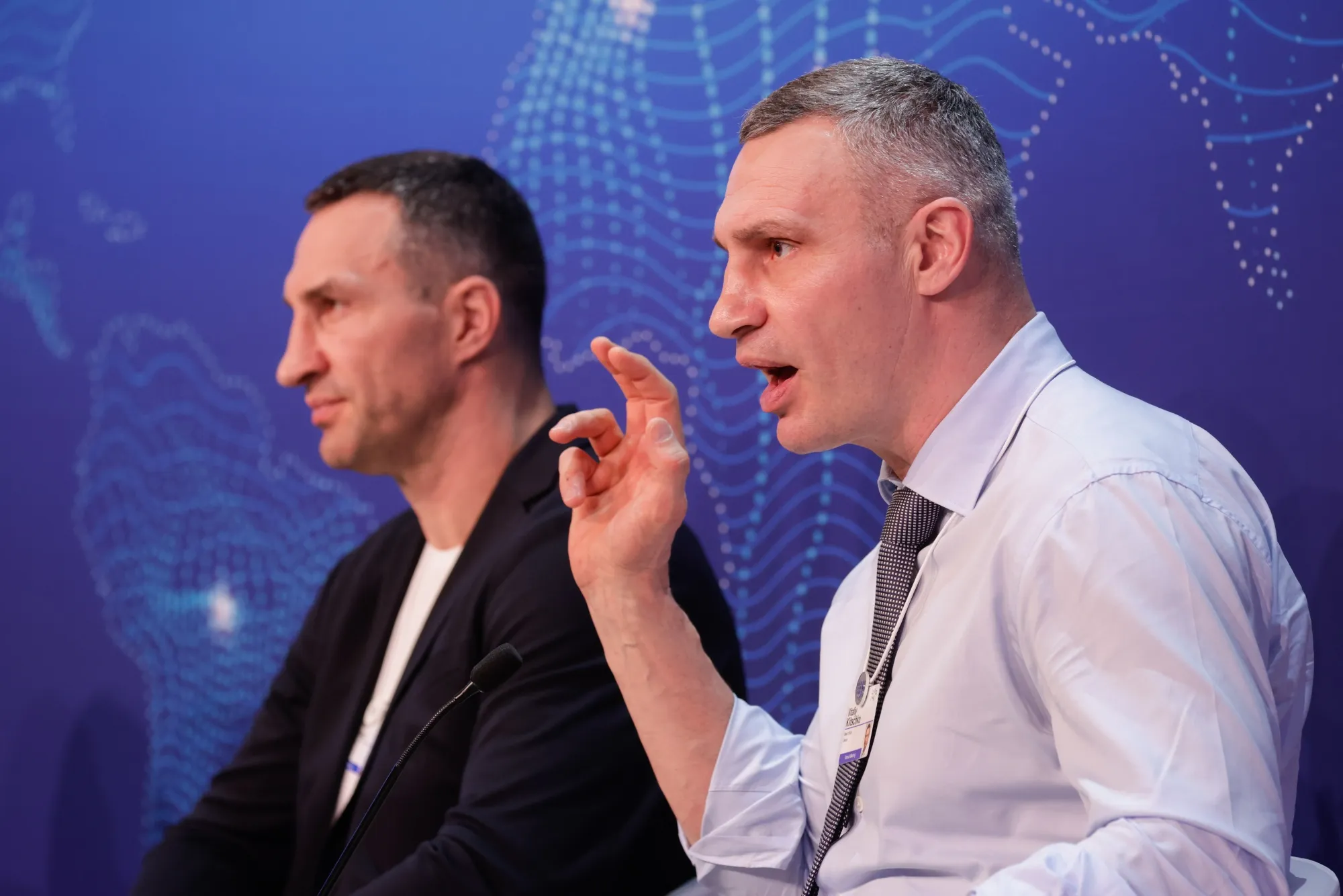 Vitali Klitschko, right, and Wladimir Klitschko in Davos, Switzerland, on May 23.