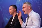 Vitali Klitschko, right, and Wladimir Klitschko in Davos, Switzerland, on May 23.