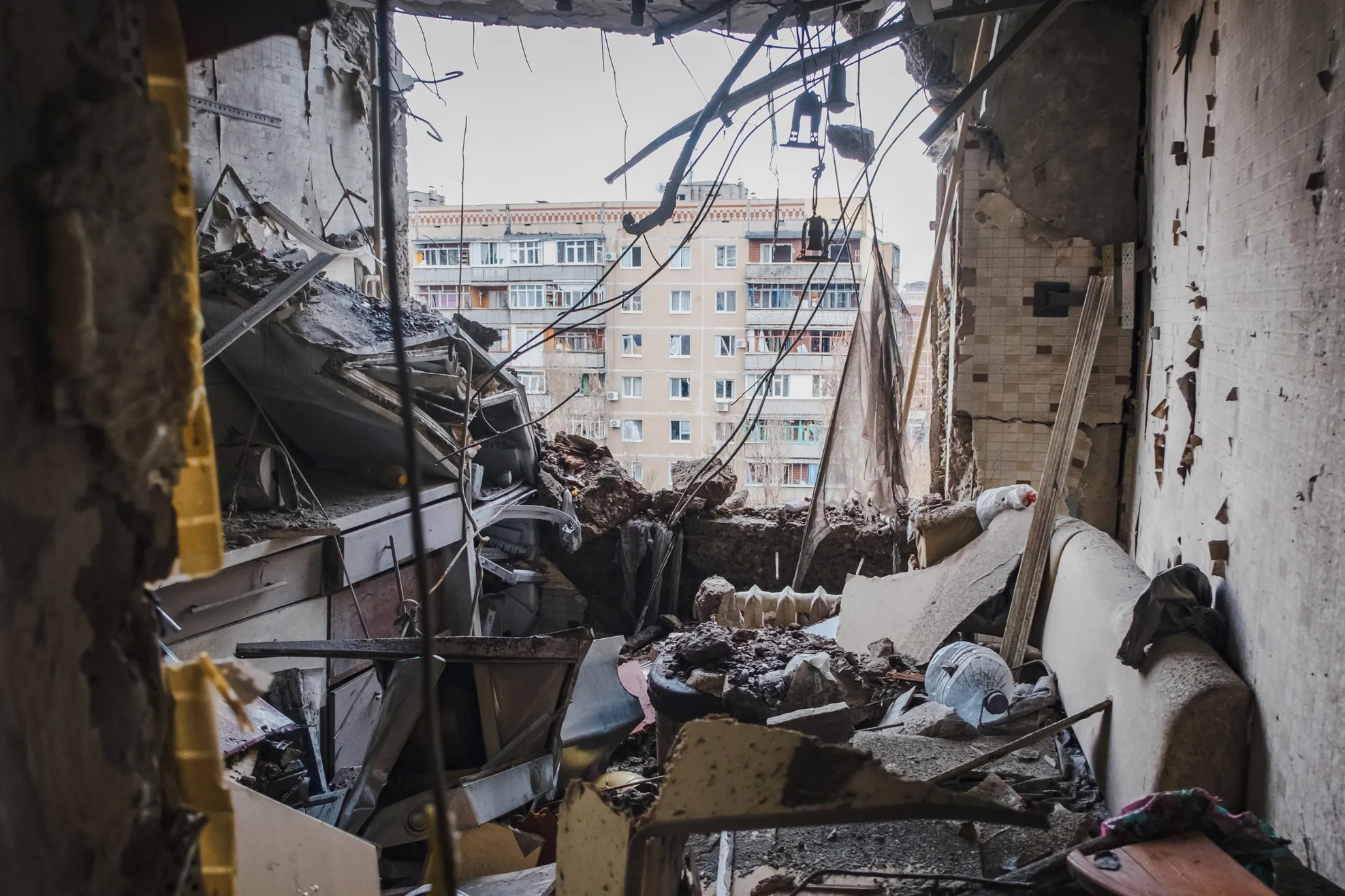 Damage following a Russian strike in Kramatorsk, Ukraine, in a photo released Jan. 15.