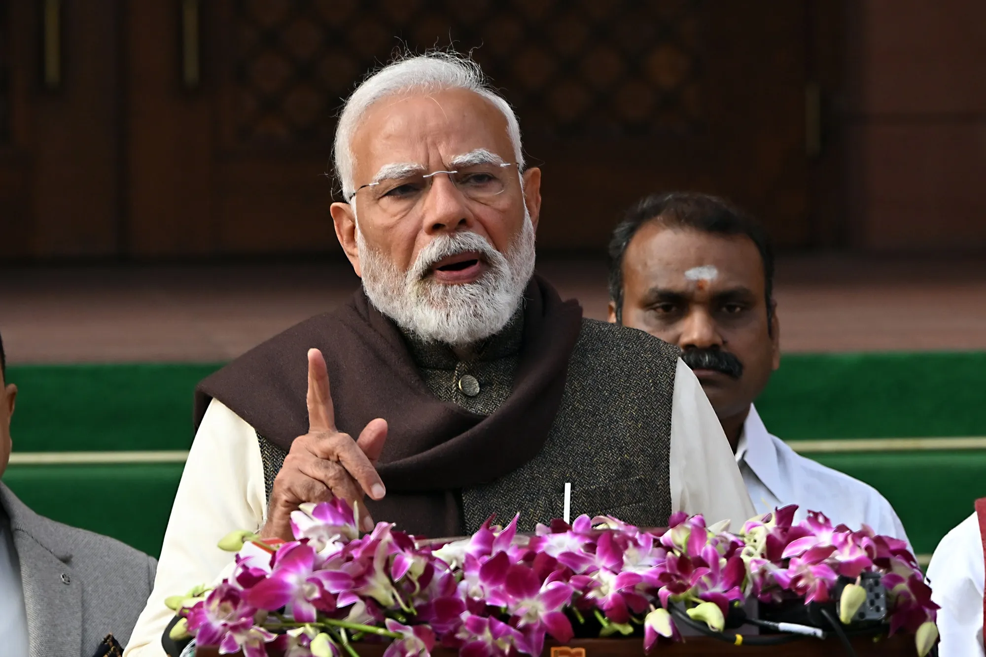 Narendra Modi at Parliament House in New Delhi on Jan. 31.