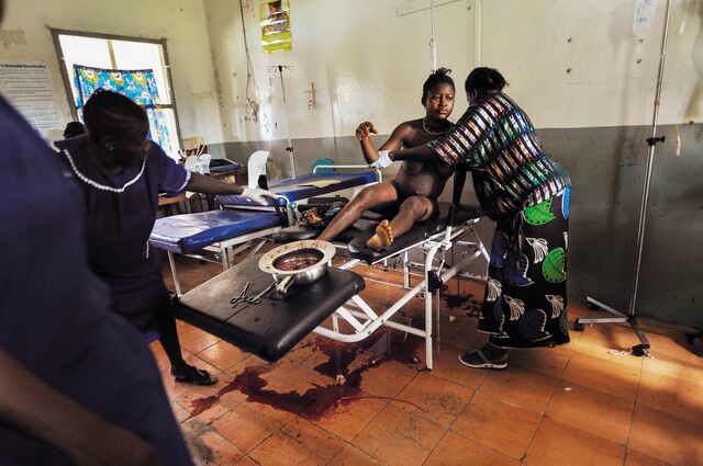 Mamma Sessay, 18, shortly after she delivered the second of her twins at the Magburaka Government Hospital in Sierra Leone in May 2010. Hemorrhaging postpartum, Mamma said repeatedly, “I am going to die,” as she lay on the delivery table.