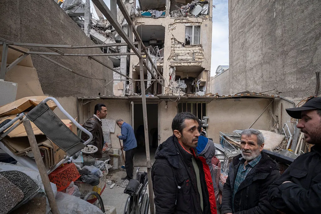 Damage from the military operation on a residential building during the United States-Israeli military campaign, in Tehran, on March 27.