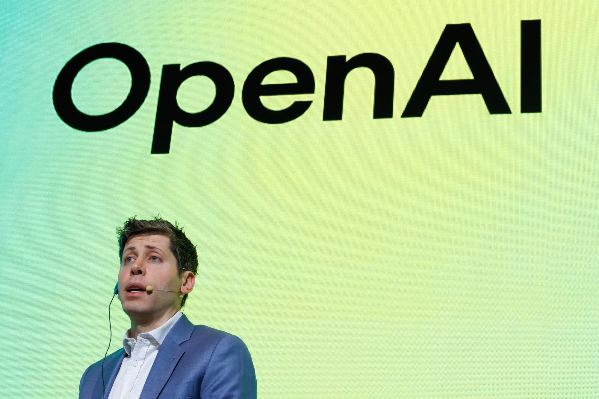 Sam Altman, chief executive officer of OpenAI, speaks at Kakao Media Day in Seoul, South Korea, on Tuesday, Feb. 4, 2025.&nbsp;