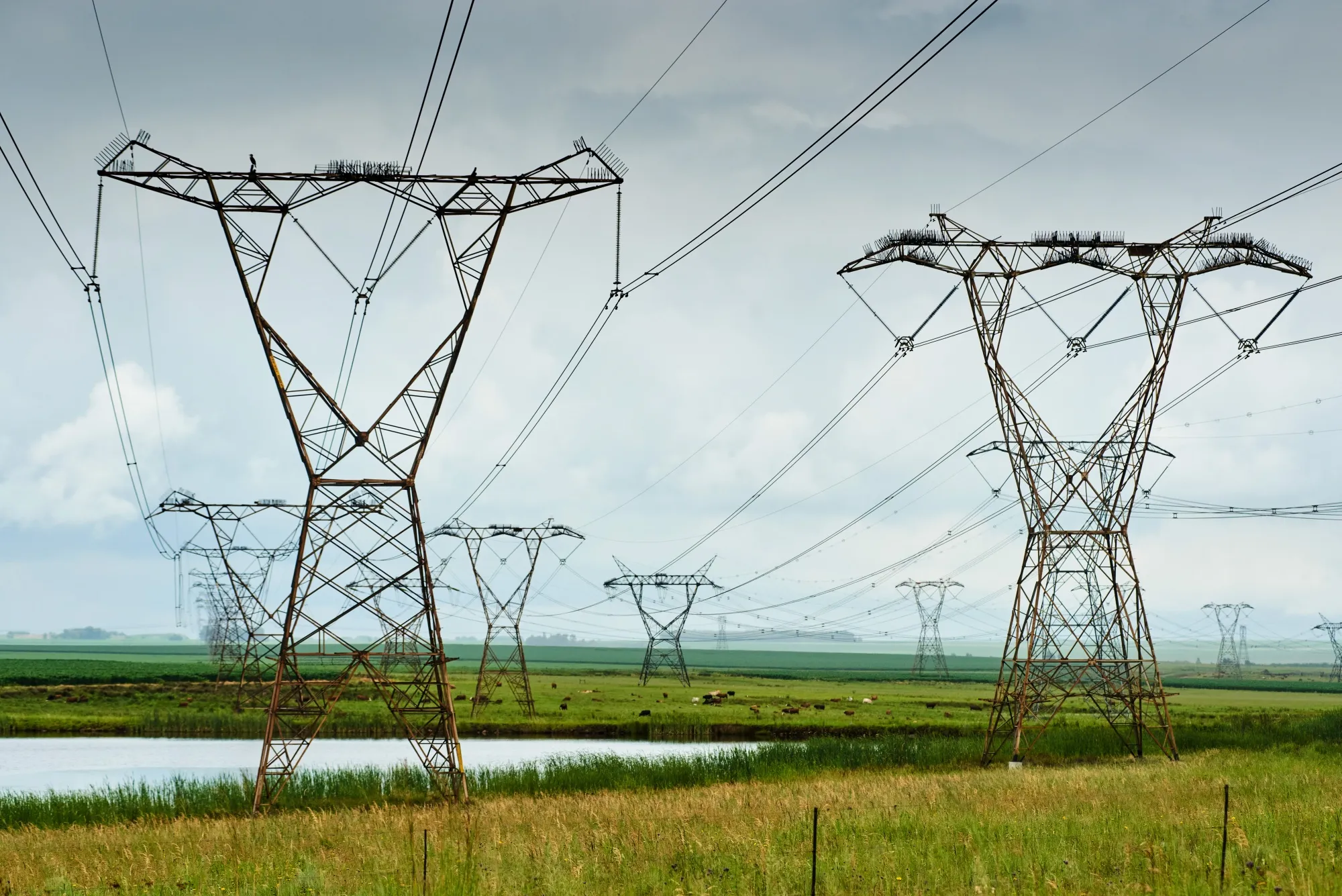 Electricity pylons&nbsp;in Middelburg, South Africa.