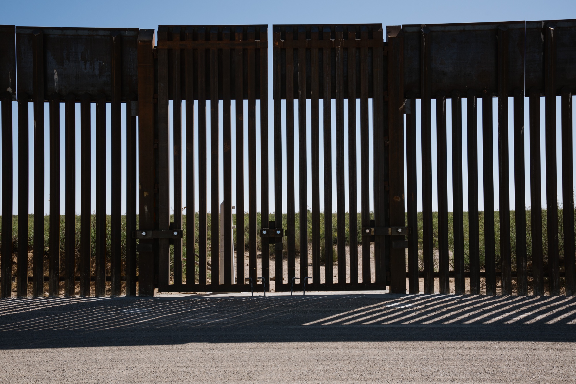 A section of the U.S. and Mexico border wall in Santa Teresa, New Mexico.