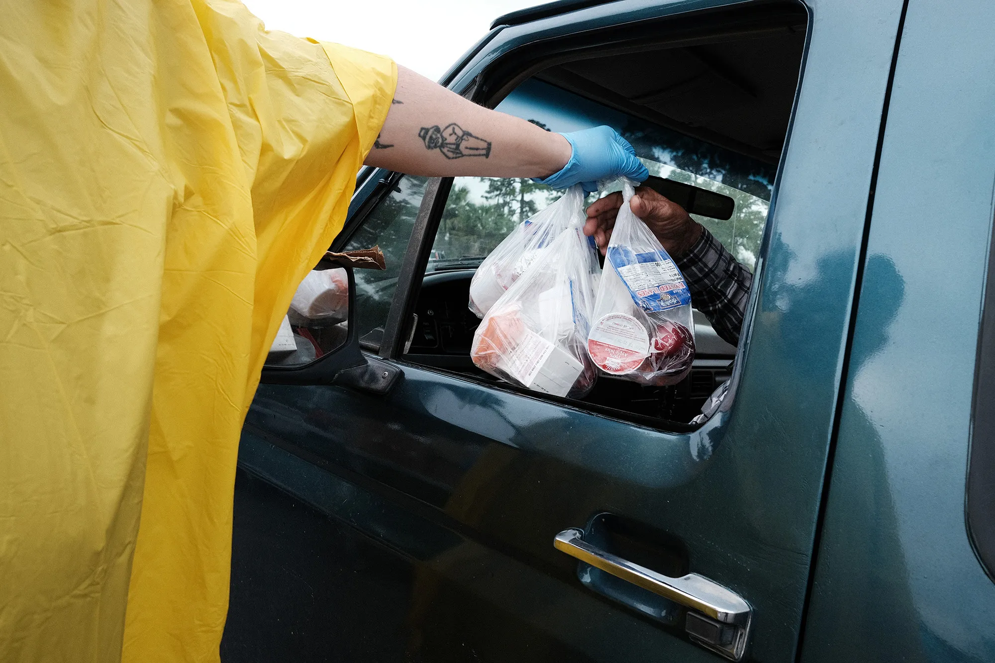 Food is distributed during a mobile food pantry in Immokalee, Florida.