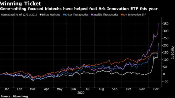 Cathie Wood’s Biotech Bets Drive Ark Innovation ETF to Record