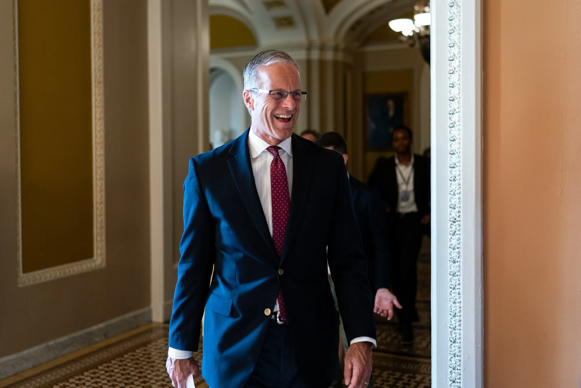 Senate Majority Leader John Thune, a Republican from South Dakota, departs following a vote at the US Capitol in Washington, DC, US, on Monday, June 23, 2025. Thune is leading efforts to push through a Senate version of the House bill that may hit lower-income Americans even harder than the house bill.