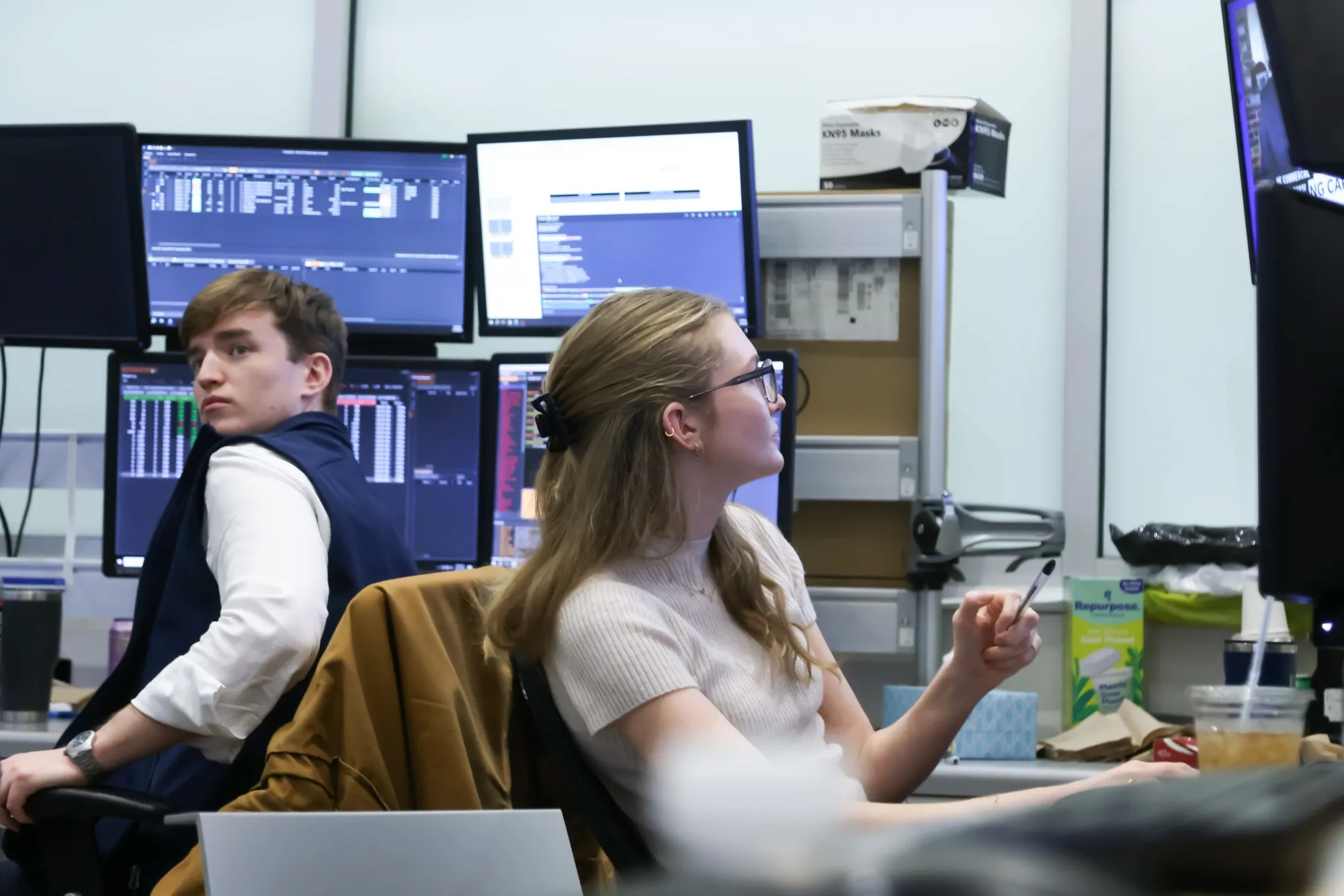 Traders work on the floor of the New York Stock Exchange.