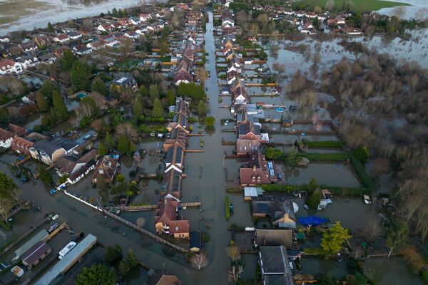 Floodwaters in Wraysbury, UK, in January.