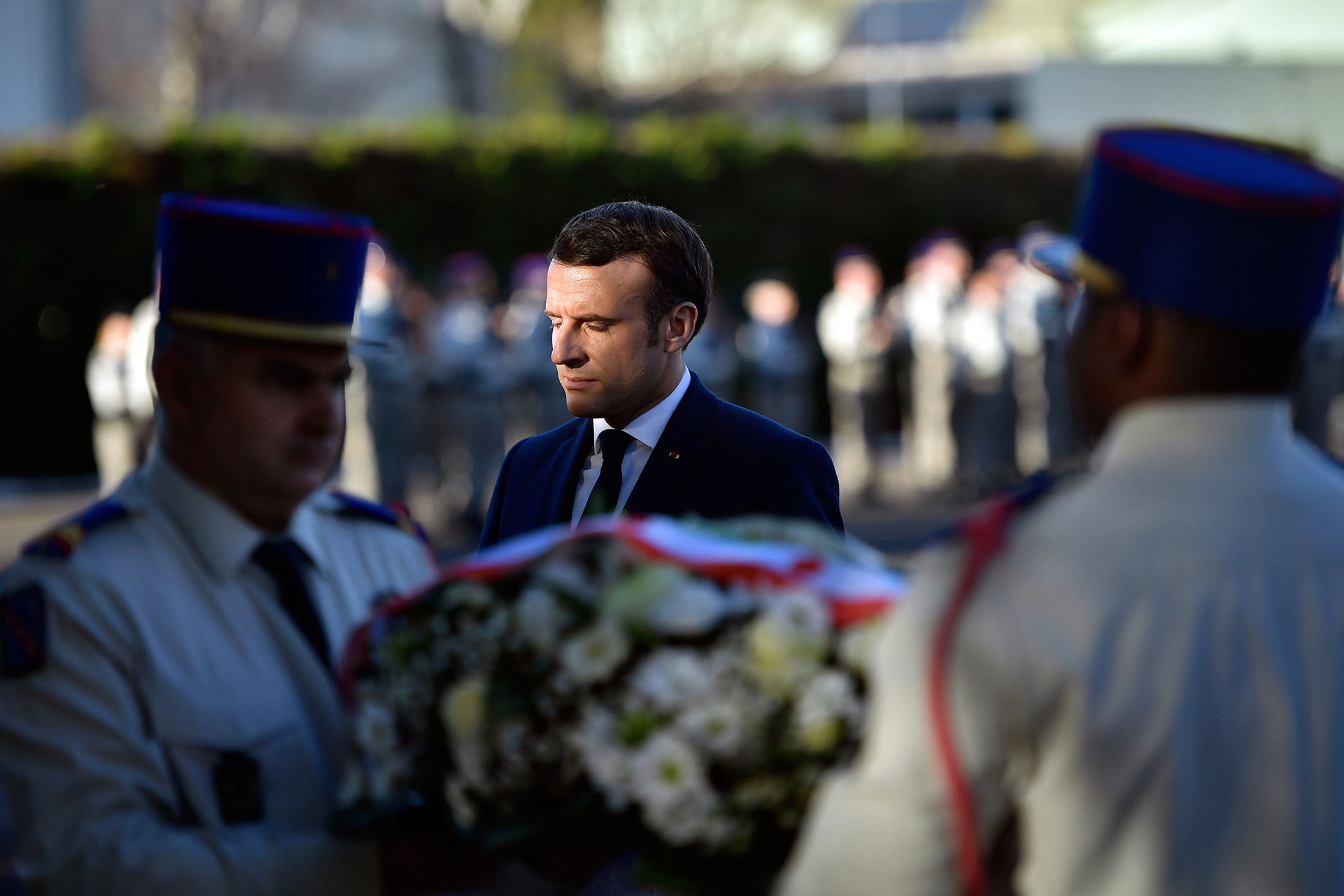 Emmanuel Macron takes part in&nbsp;a ceremony in Pau, south-western France on Jan. 13 in memory of the soldiers killed in Mali in November 2019.