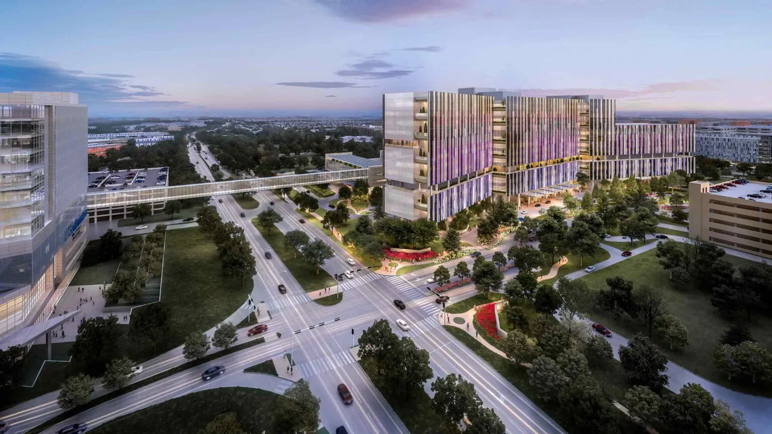 A rendering of plans for for a new $5 billion pediatric health campus in Dallas.