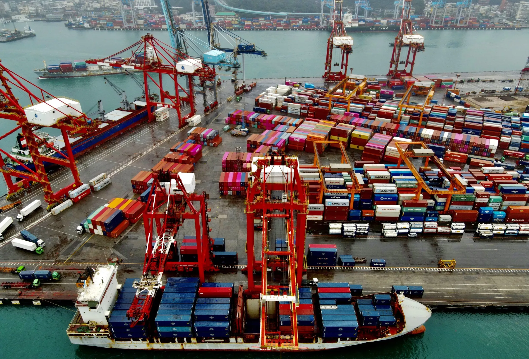 Containers at the harbour in Keelung, Taiwan.