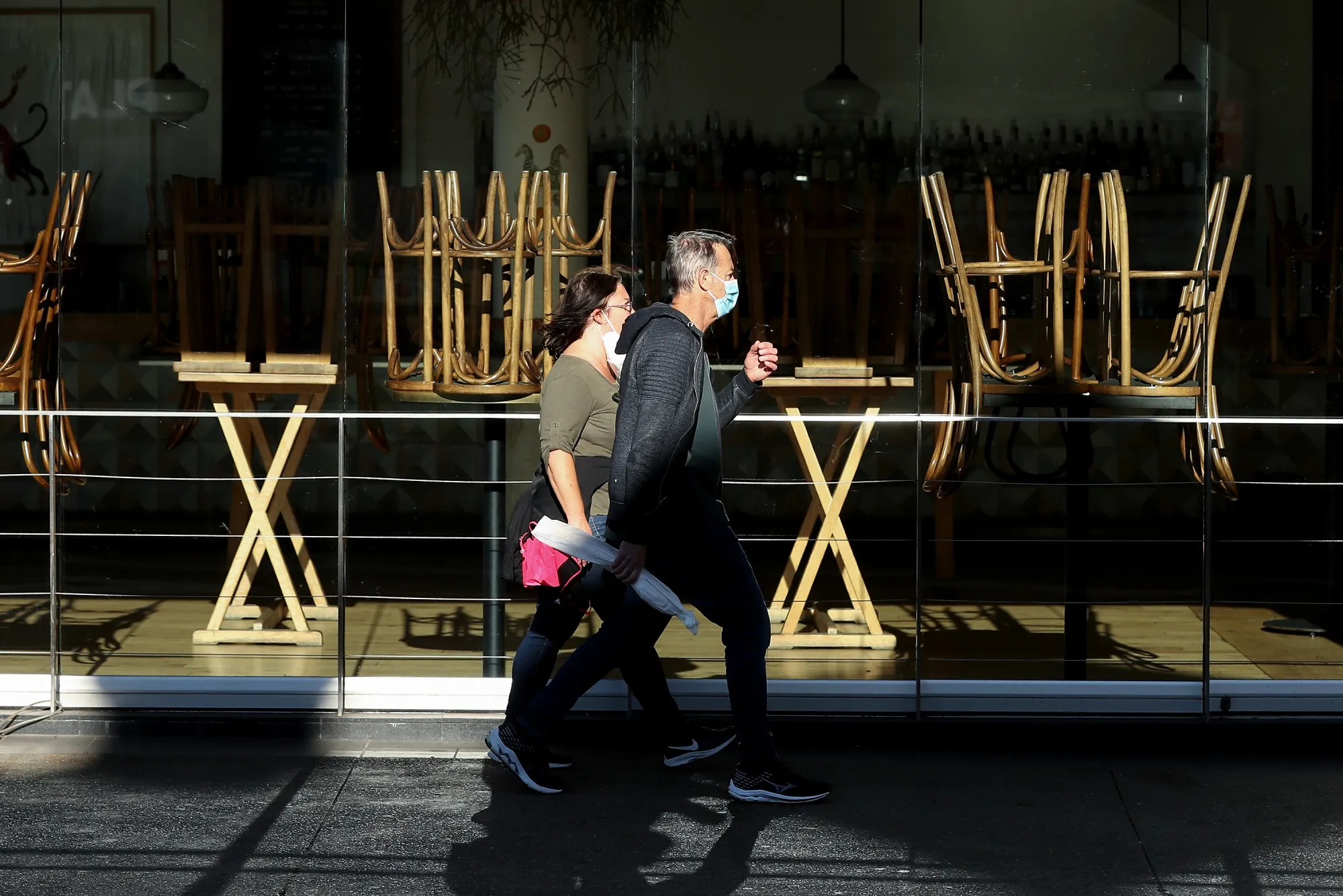 A closed cafe at Bondi Beach in Sydney, on July 4. New South Wales police have issued 125 personal infringement notices during the past 24 hours for offenses such as not wearing masks in shopping centers.