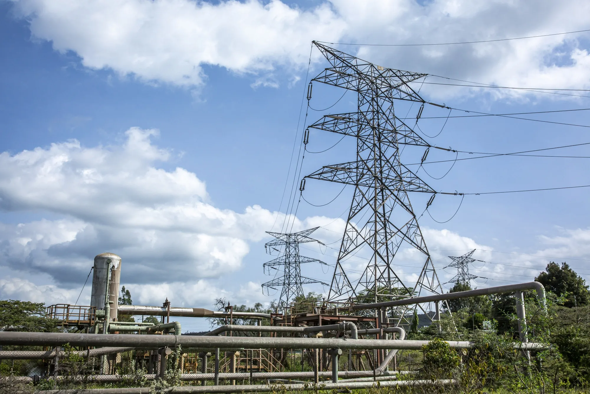 Electricity transmission pylons in Kenya.