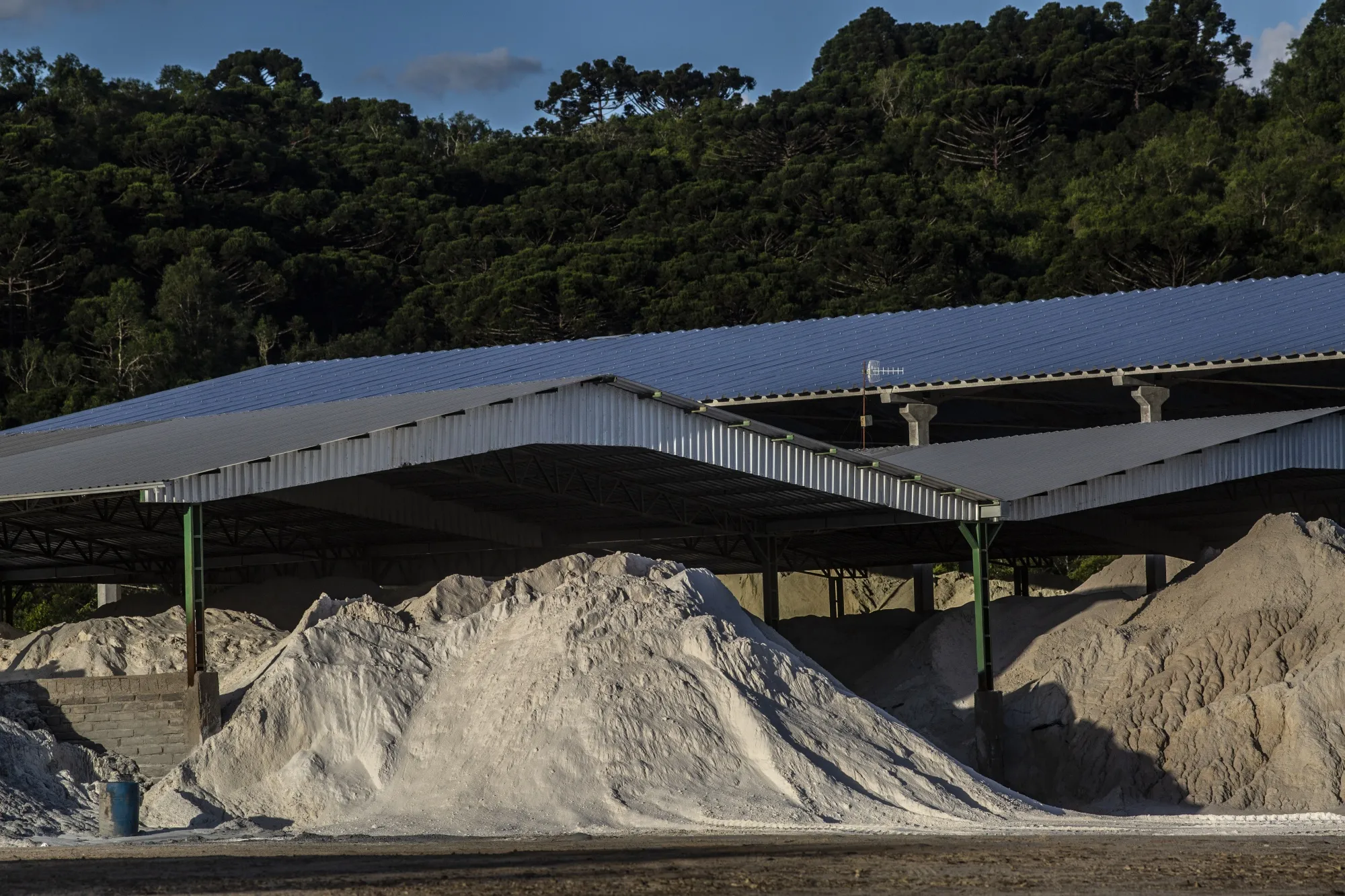 Piles of limestone at a warehouse in Brazil.