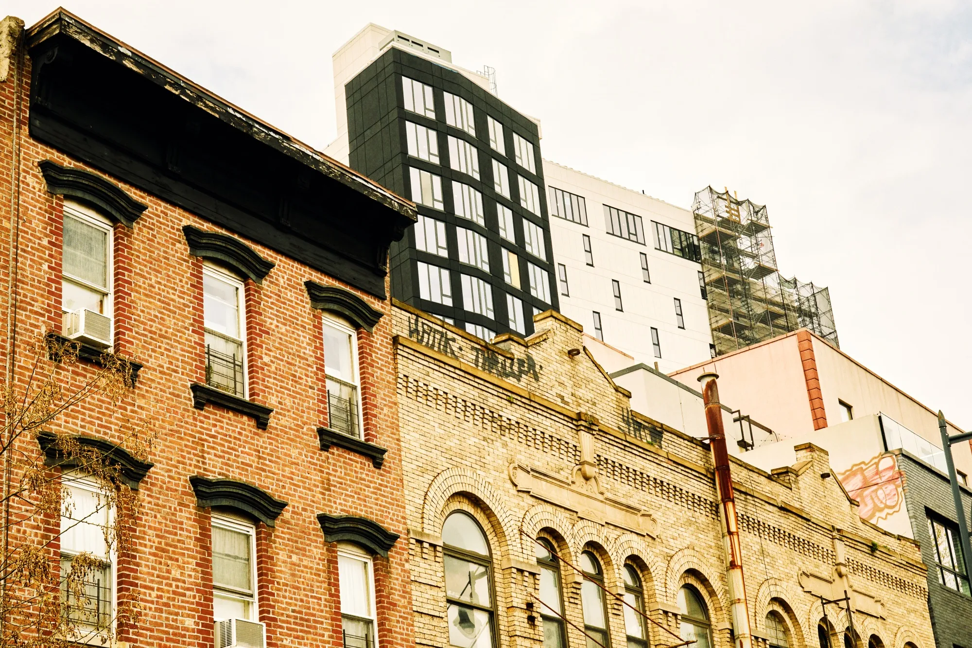 New construction and older apartment buildings in Brooklyn, New York.
