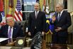 President Trump Signs Executive Orders In The Oval Office