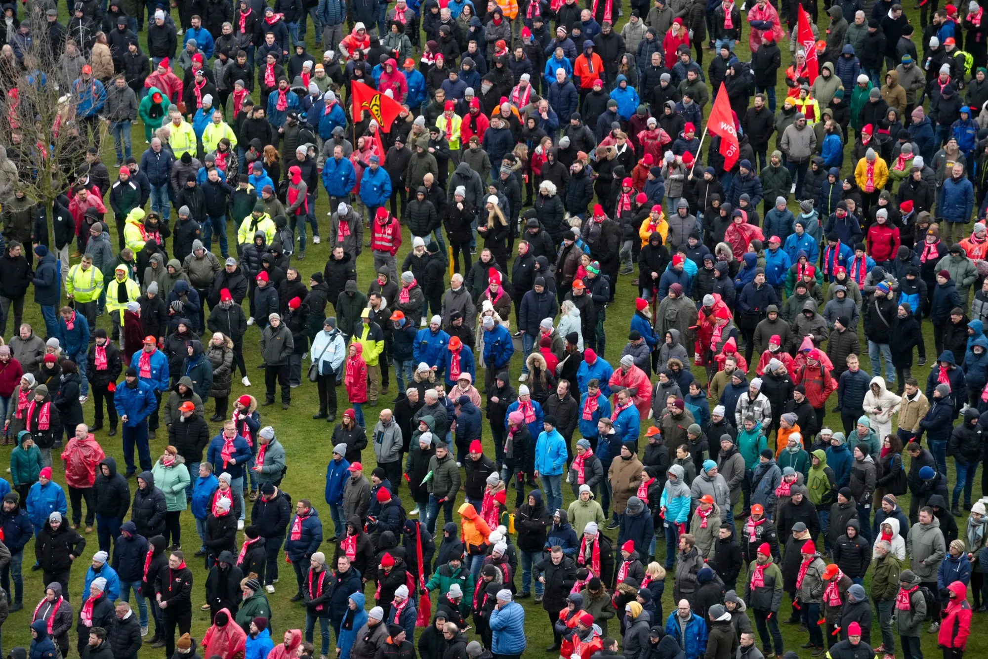 Volkswagen workers outside the company’s headquarters in Wolfsburg, Germany, on Dec. 9.