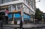 A closed liquor store in Berea, Johannesburg, in April 2020. 