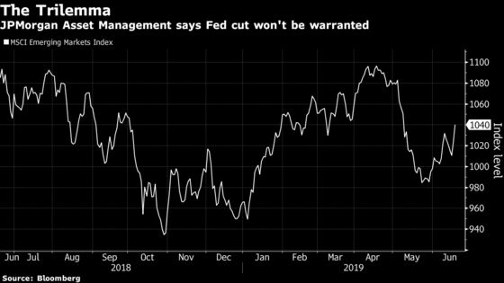 JPMorgan Warns `Trilemma' Will Limit Stock Gains as Fed on Hold