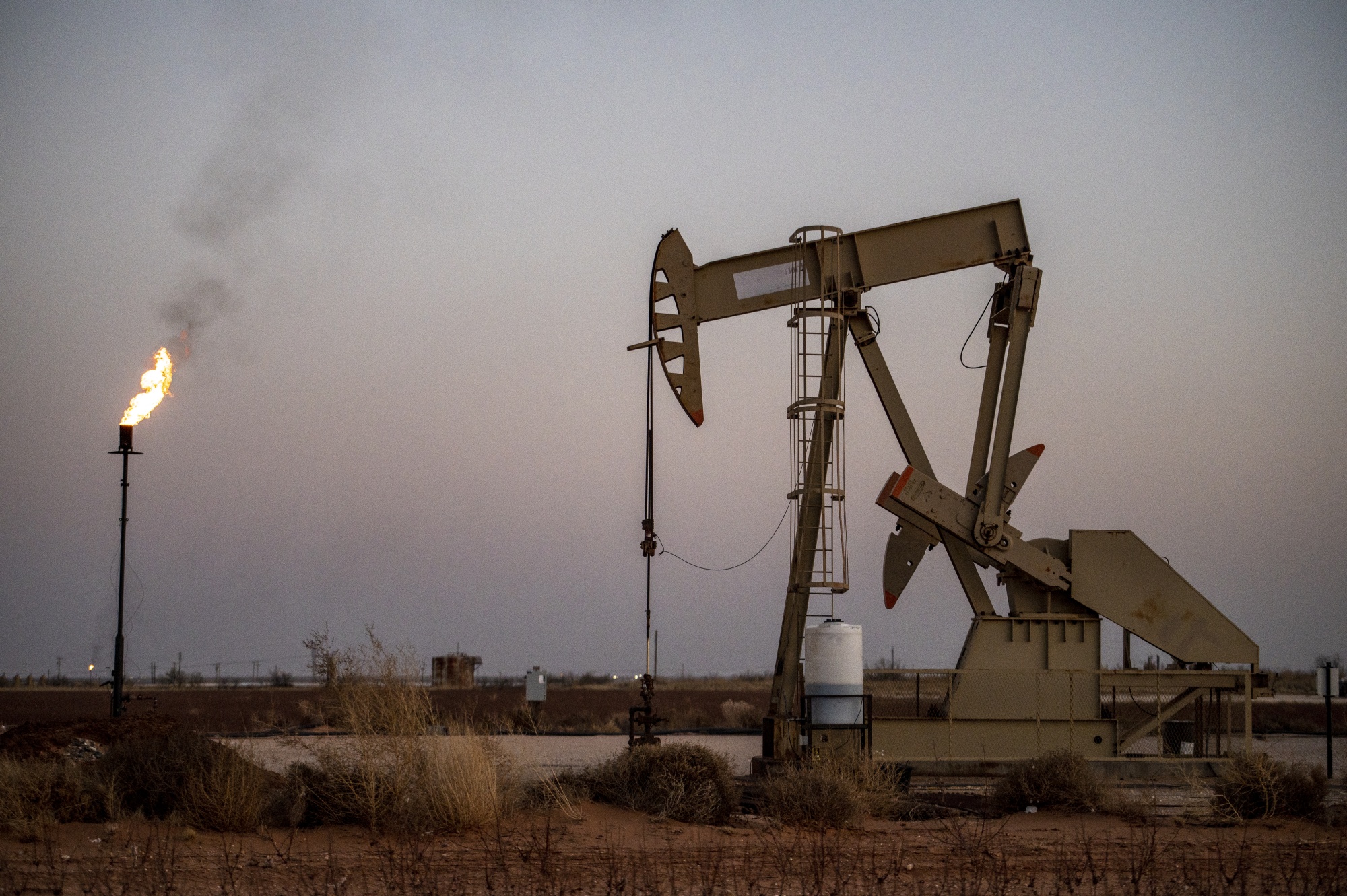 An oil pump jack in Midland, Texas.