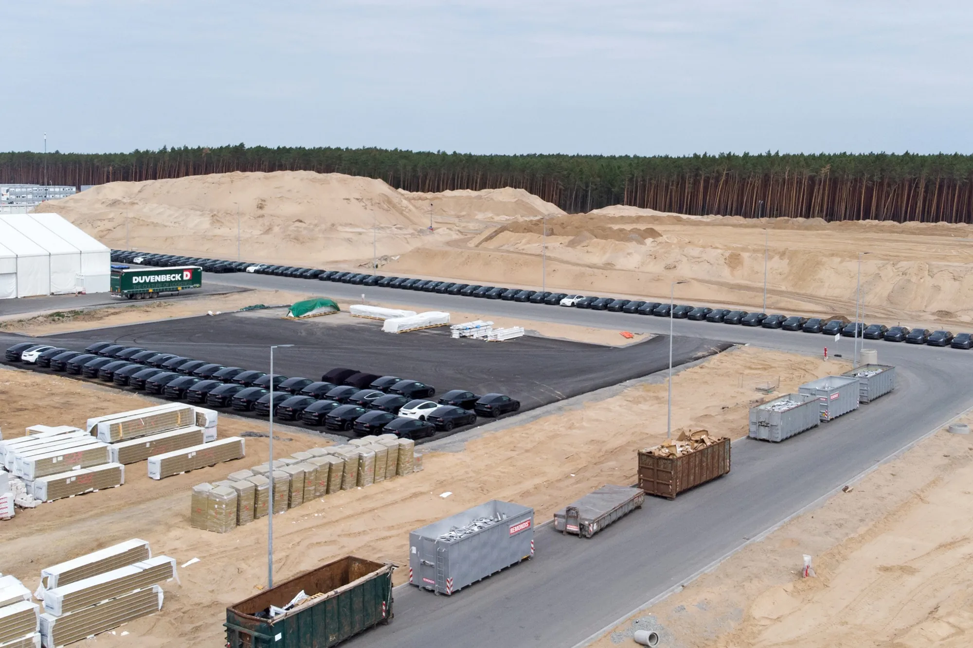 Tesla&nbsp;vehicles in a lot at the Tesla Inc. Gigafactory in Gruenheide, Germany.