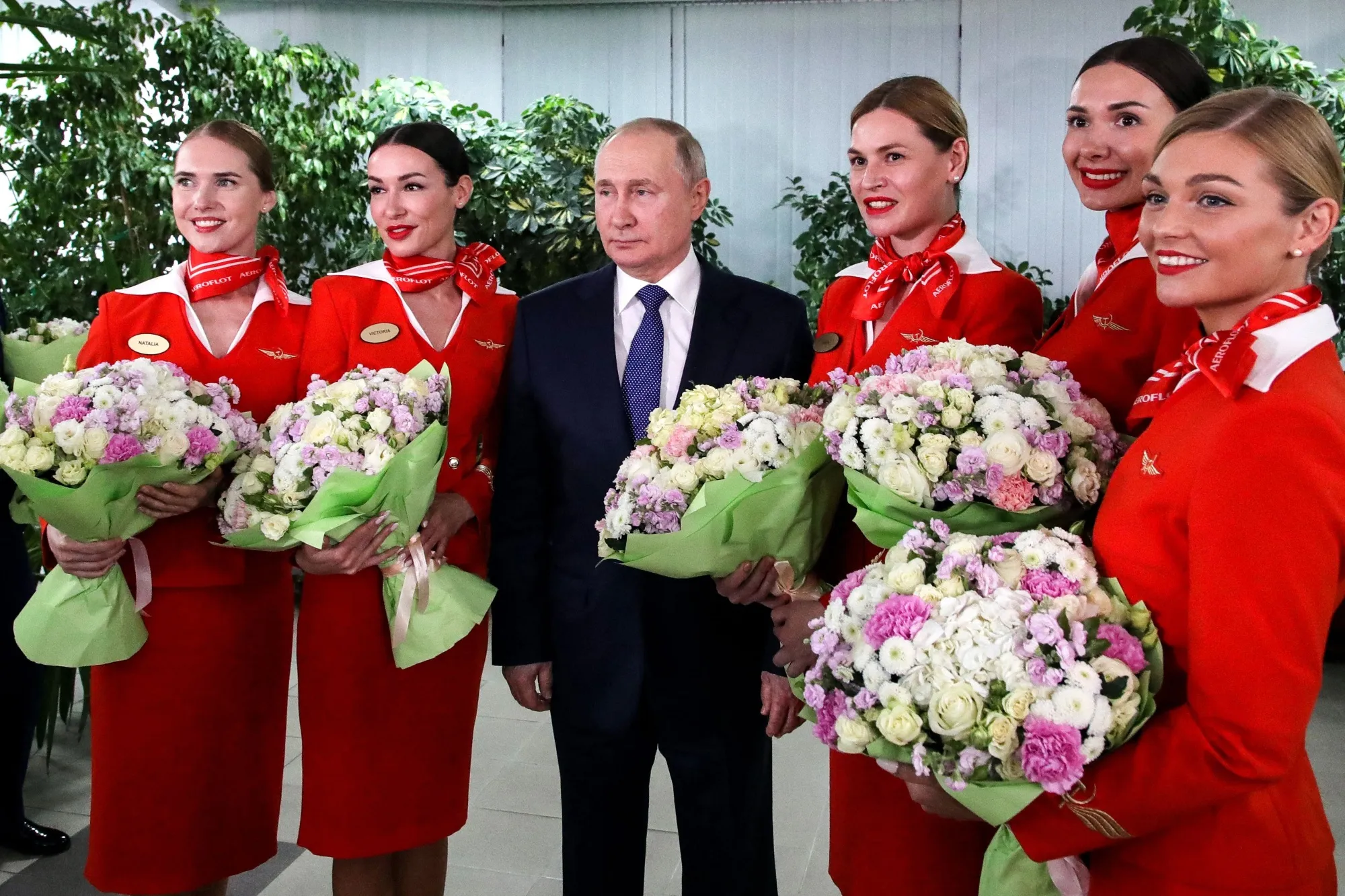 Vladimir Putin at the Aeroflot aviation training complex outside Moscow on March 5. 