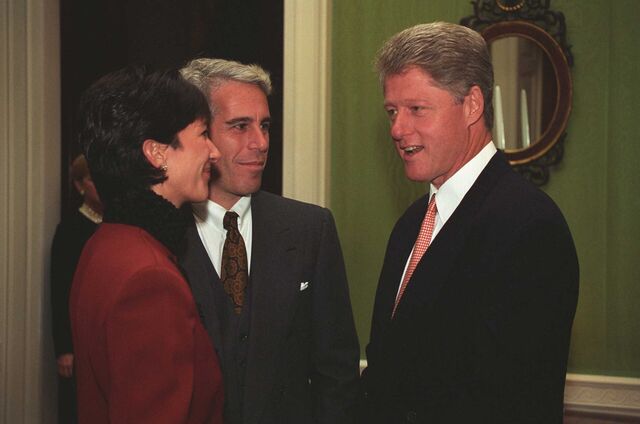 September 1993: Jeffrey Epstein and Ghislaine Maxwell speak with then-President Bill Clinton during an event for donors to a White House restoration project.